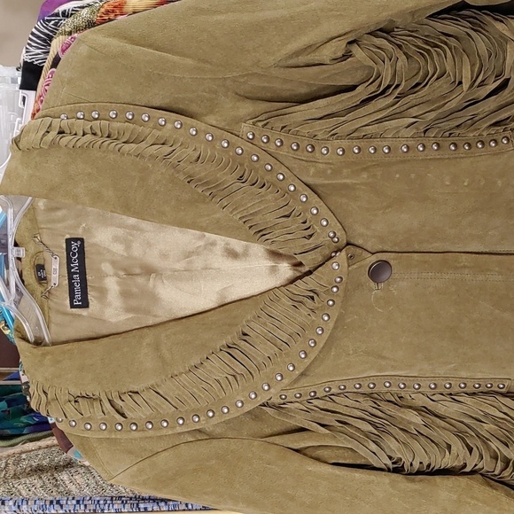 GORGEOUS PAMELA McCOY GREEN GENUINE LEATHER SUEDE JACKET COAT PLUS SIZE 1LX-2XL - Picture 10 of 10